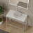 Rectangular Metal Console Sink Set with Glass Vessel Sink and Solid Surface Top - Luminous Collection-102480559-102480557