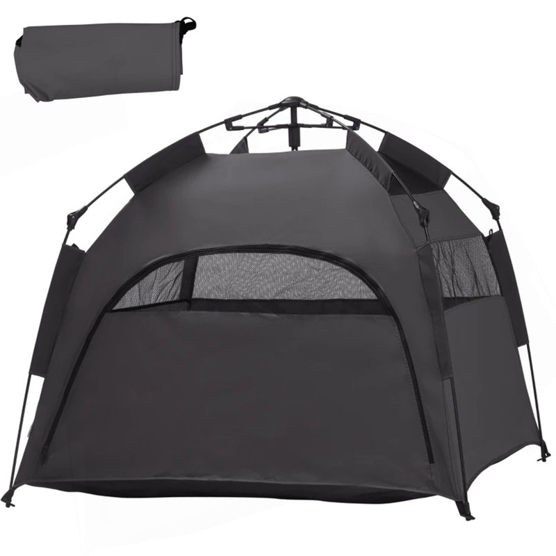Tente pour chien avec sac de transport, pour la plage, la cour, la maison, gris foncé