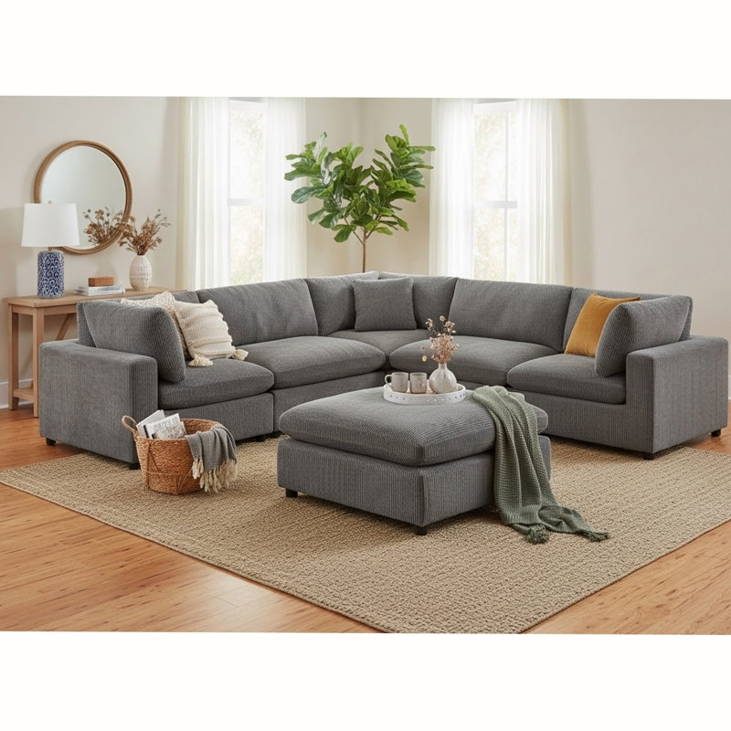 Canapé modulaire 6 pièces - gris anthracite, Charcoal Polyester