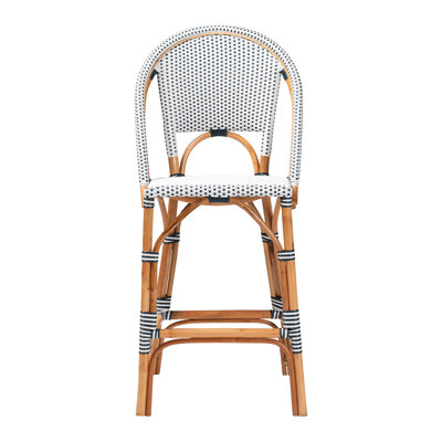 Billingslee Bali & Pari Genica Classic French Two-Tone Weaving And Natural Rattan Bar Stool
