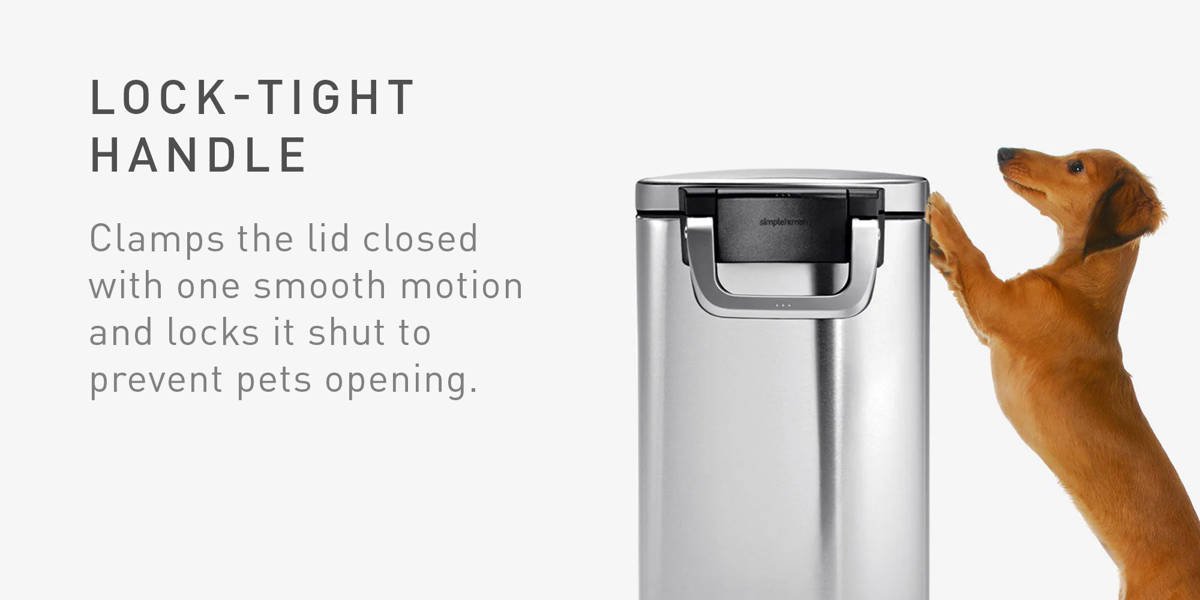 simplehuman Pet Food Storage Container Stainless Steel for Dog Food, Cat Food, and Bird Feed
