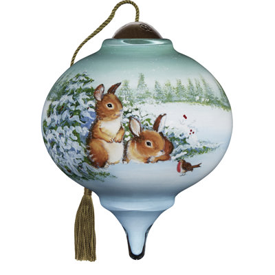 Ne’Qwa Art Hoppy Christmas Hand-Painted Blown Glass Ornament