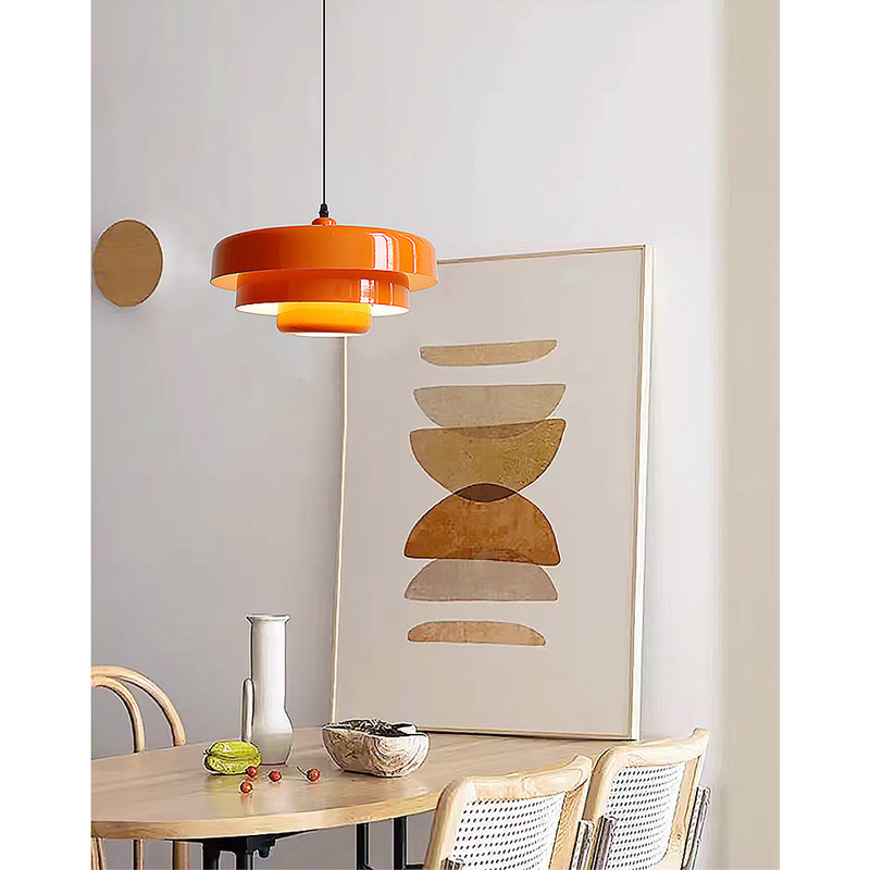 Luminaire suspendu orange à 3 niveaux en forme de gâteaux