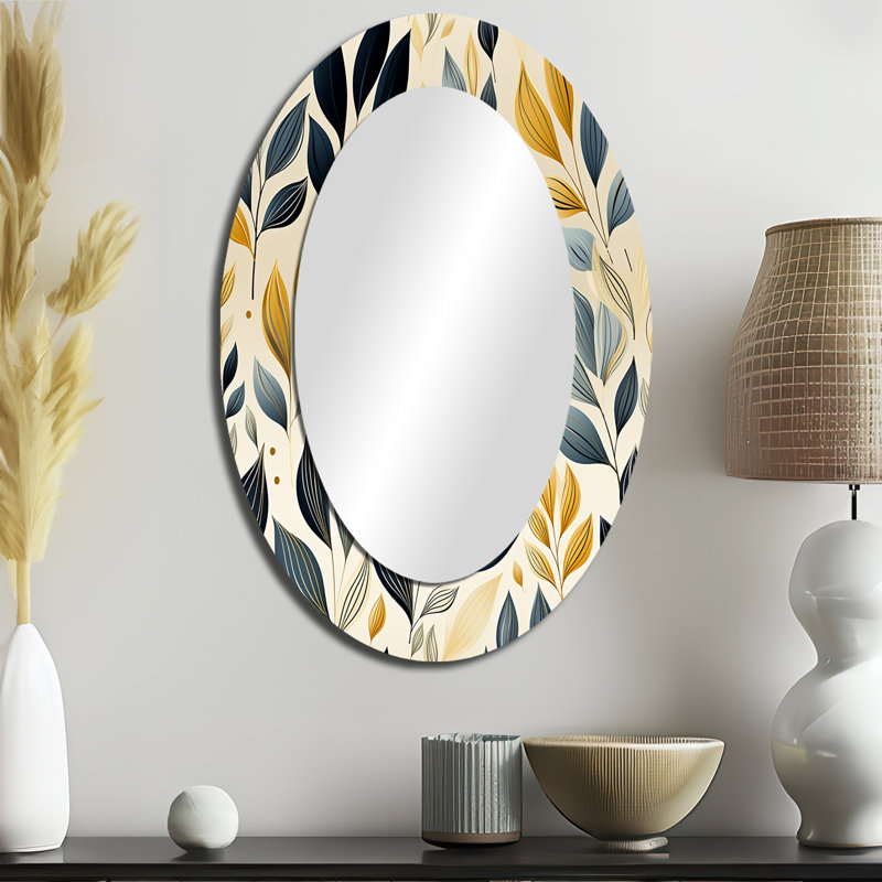 Modern Modern Leaf Patterns - Miroir mural traditionnel, 36" H x 24" W