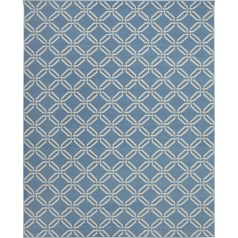 Tapis bleu bohème Sheron, Rectangle 7 pi 10 po x 9 pi 10 po