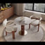Table de salle à manger contemporaine de 33 po avec pieds en noyer et accents dorés Contemporary Luxe-407827966
