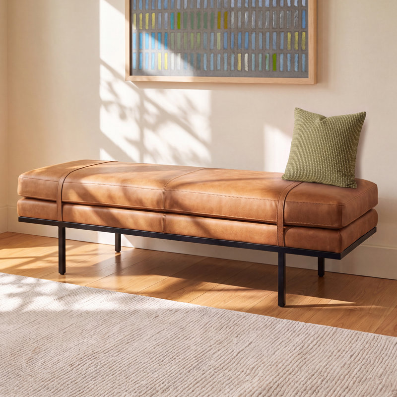 Booker Polyester Blend Upholstered Bench, Palermo Cognac