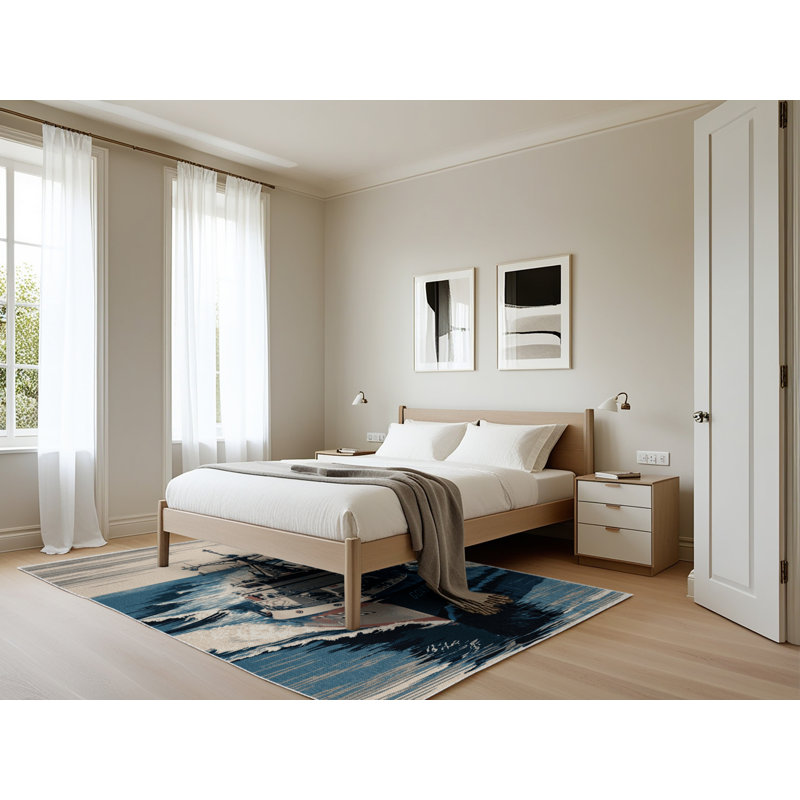 Tapis beige lavable à la machine, Rectangle 5 pi x 7 pi