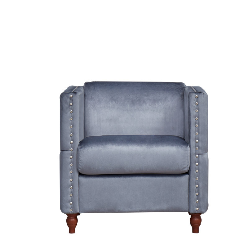 Chaise avec accoudoirs en velours 28,3 po, Velours gris velours
