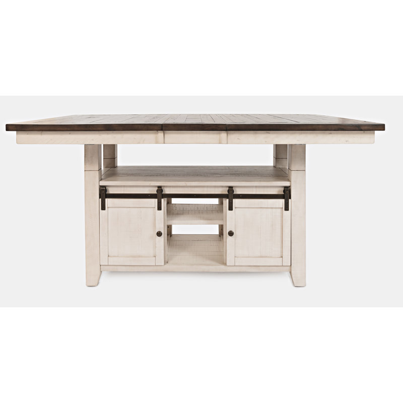 Ensemble de salle à manger en bois massif de pin 7 pièces Hebden, Blanc vintage, 5 pièces: table, 4 chaises