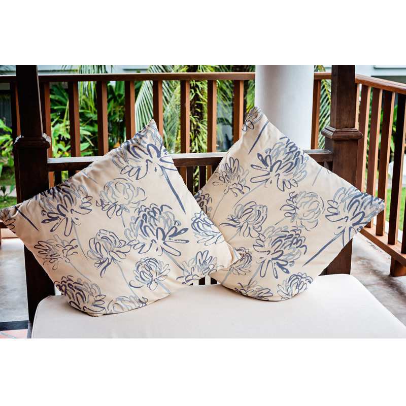 Floral Reversible Throw Pillow, 16" x 16", Blue, Floral 1