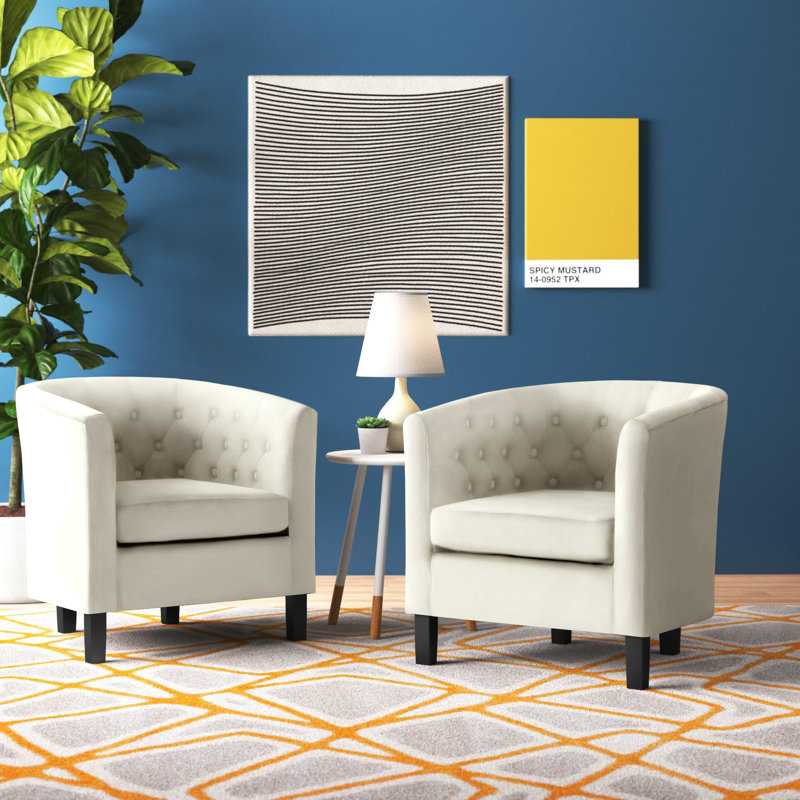 Modway Prospect Upholstered Fabric Armchair Set, Ivory