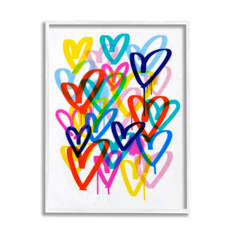 Ba-876 - Cœurs de graffiti urbains encadrés sur bois par Victoria Barnes, Giclée encadrée blanc bord de mer