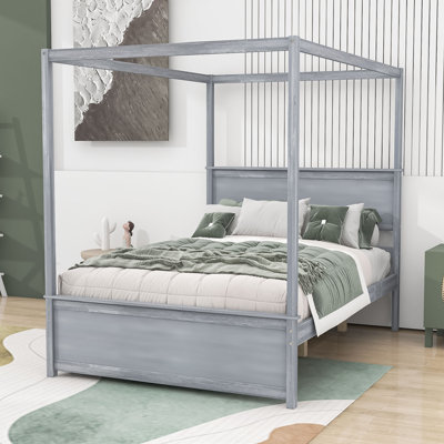 Floyed Liandra Full Size Wooden Canopy Platform Bed with Twin Size Trundle by Red Barrel Studio -  Red Barrel StudioÂ®, 3CC6863EB0A74BE5AC59DFD5EC7E3055