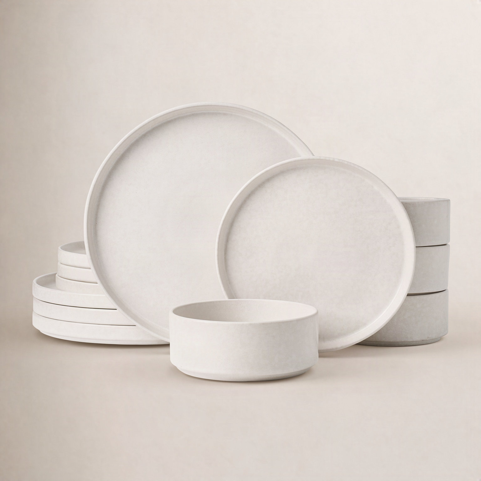 Stoneware Dinnerware Set - Service for 4, Matte White