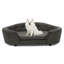 Canapé pour chien semi-fermé ovale surdimensionné surdimensionné - Matériau en lin durable, dossier capitonné, support haut-bas et confort moelleux - gris foncé-1465623234