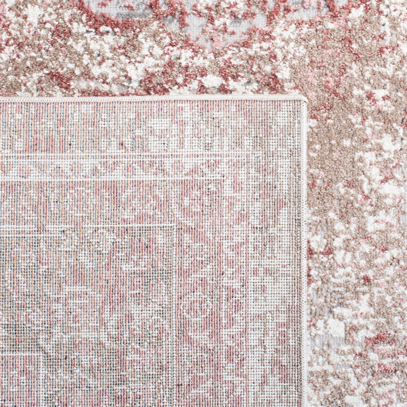 Adams Oriental Rose/Ivory Area Rug, Rectangle 3' x 5'