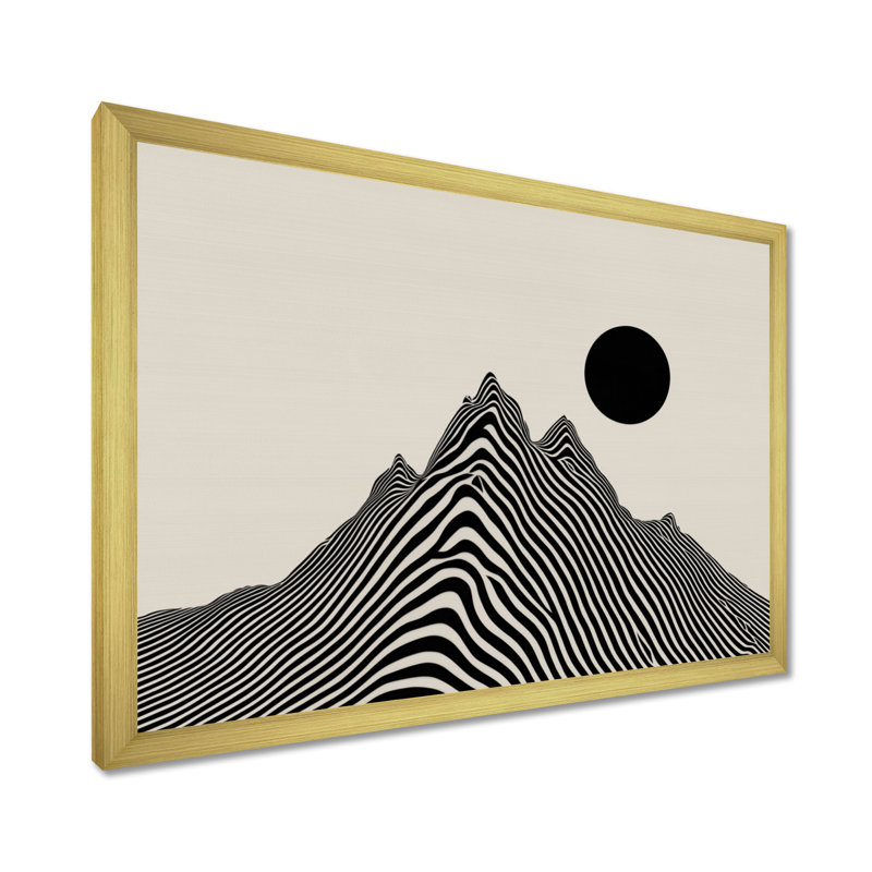 «Abstract Mountain Waves Vortex - Waves», art mural encadré noir moderne, Cadre photo unique, H 24 po x l 32 po, Doré