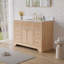 Meuble-lavabo en bois massif l 48 po x H 35 po avec comptoir en quartz blanc Carrera résistant aux taches et lavabo simple