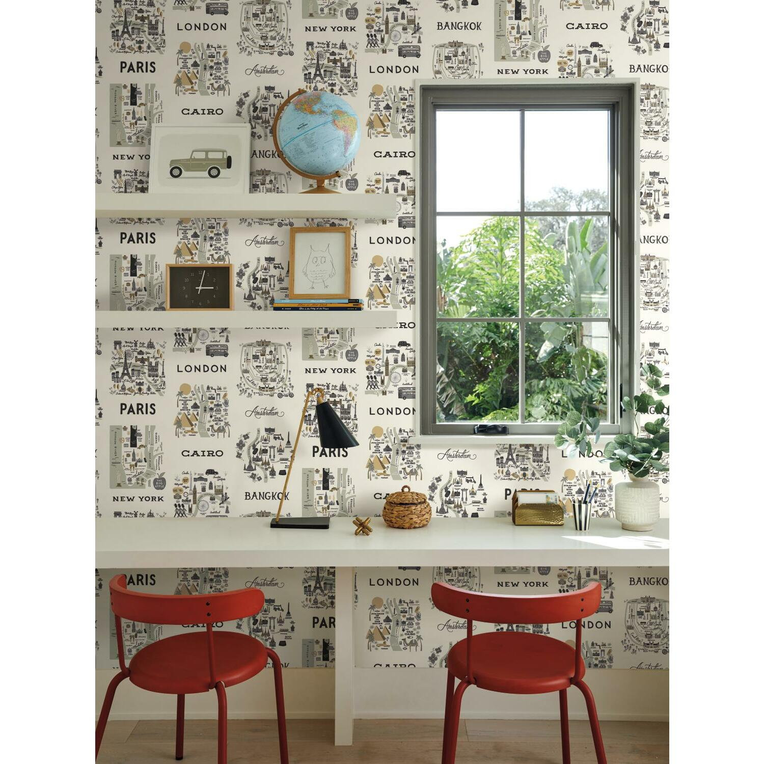 Rifle Paper Co. City Maps 27' L x 27" W Wallpaper Roll, Gray/Gold