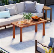 Table basse 35,5 "en bois avec table d'extérieur rectangulaire à lattes pour table