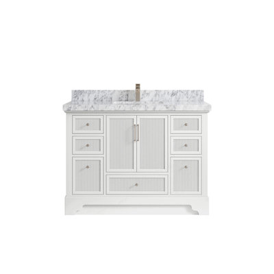 Meuble-lavabo simple autoportant 48 po avec plateau en marbre Alys