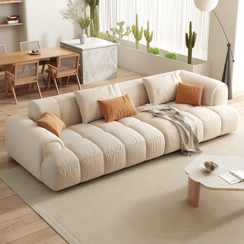 Cream Style Technology Cloth Small Sofa