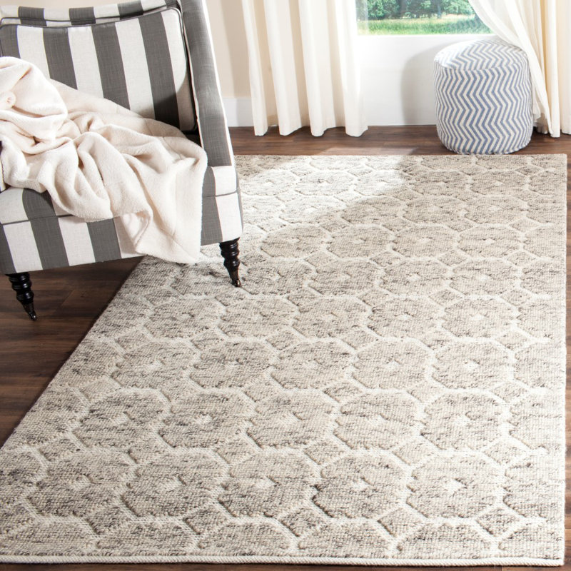 Vermont Martha Stewart Wool/Cotton Hand Woven Rug in Gray/ivory, Rectangle 5' x 8'