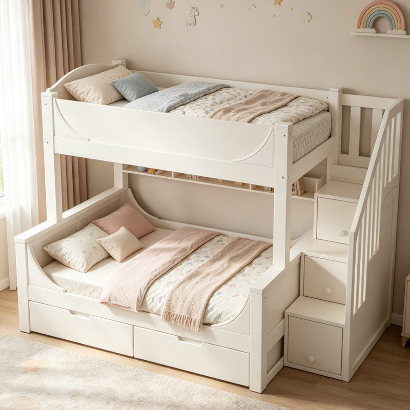 European Single (90 x 200 cm) Storage Bunk Bed