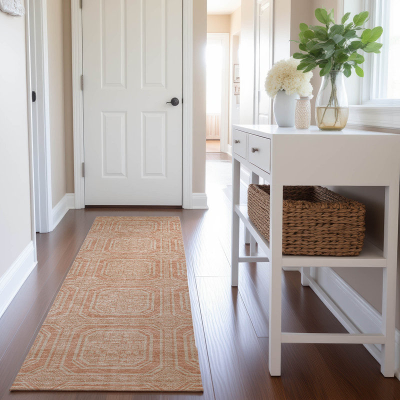 Premium Machine Washable Sykora AMF1451 Geometric Rug, Runner 2'3" x 7'6"