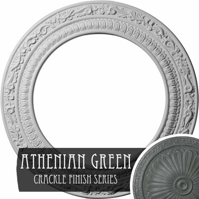 Endurathane Andrea Ceiling Medallion, 12"OD x 8"ID x 1/2"P (Fits Canopies up to 8"), Hand-Painted Athenian Green Crackle Finish