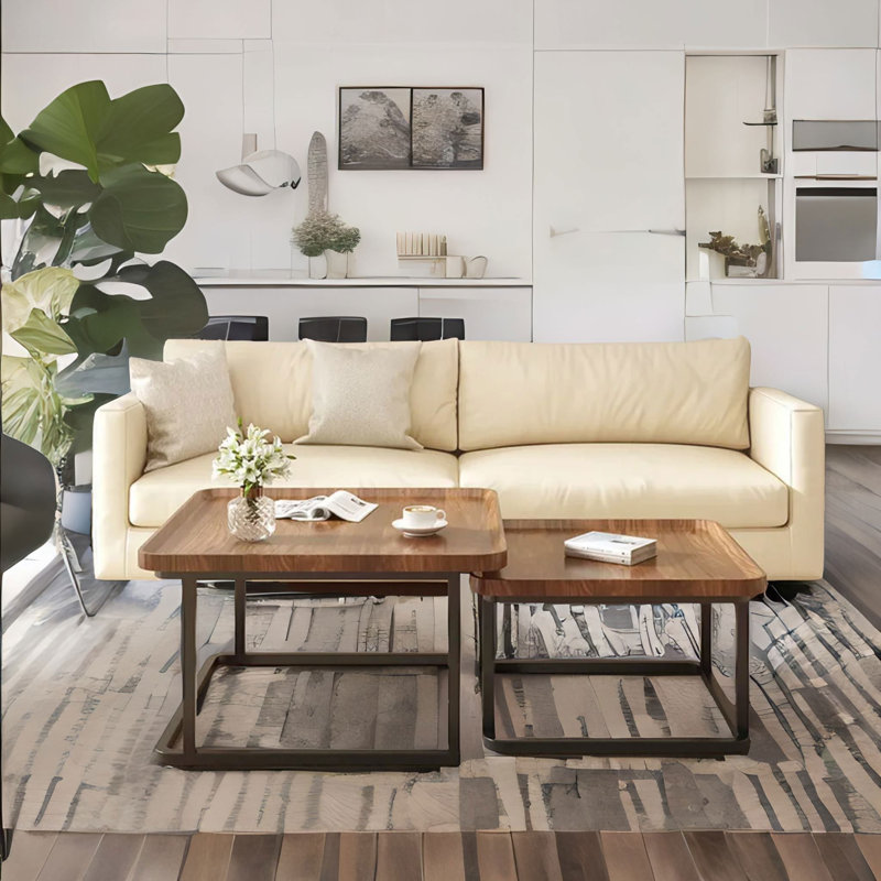 2PC Industrial Square Nesting Tables Living Room Furniture 