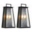 Applique murale extérieure noire mate 2 lumières, 35,5 cm de hauteur, avec abat-jour en verre transparent et détecteur crépusculaire.