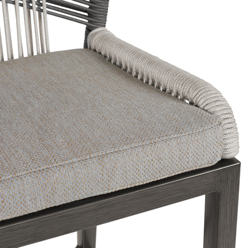 Tabouret de bar d'extérieur 28 po avec coussin Khadijo, Bluestone Slab Grey, 4, Grey