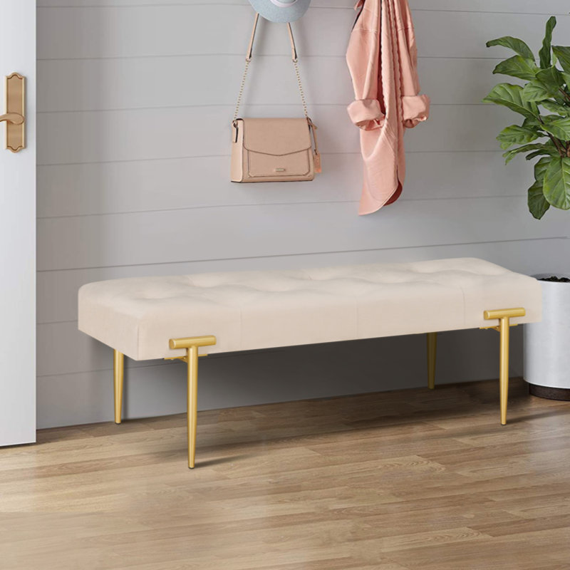 Banc rembourré en velours Dumisani