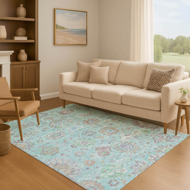 Premium Machine Washable Ariel Global Rug, Rectangle 5' x 7'6"