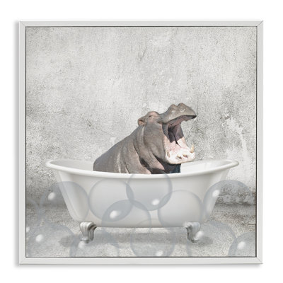 'Baby Hippo Bath Time' - Painting Print