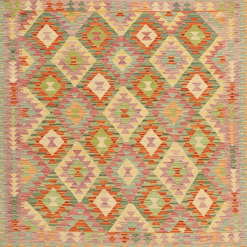 Tapis orange / vert mer Steede, Carré 7 pi x 7 pi