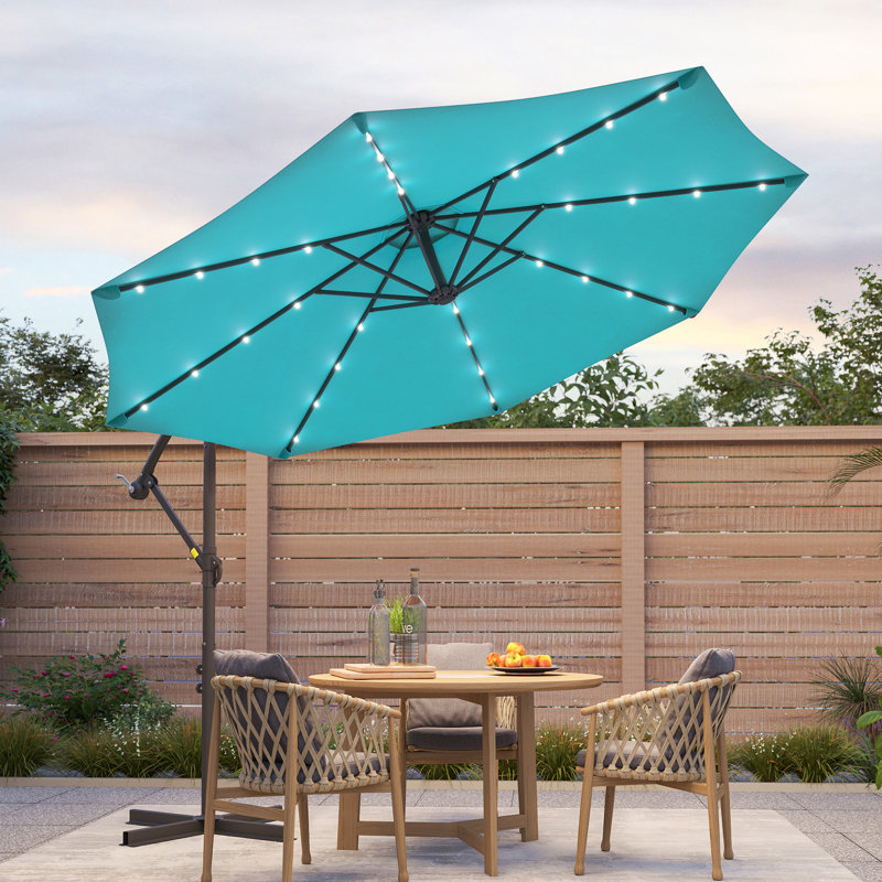 Parasol d'extérieur à DEL 10 pi, Bleu lac