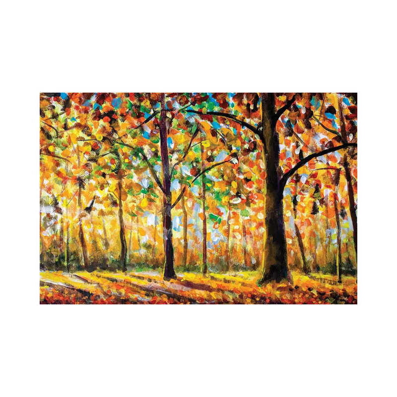 Autumn Forest Landscape - Wrapped Canvas Painting, 20.32 cm H x 30.48 cm W