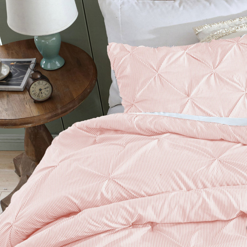 Ensemble d'édredon de 3 pièces en microfibre à nervures Swift Home - couleurs unies et motifs rayés - toutes saisons, durable, facile d'entretien