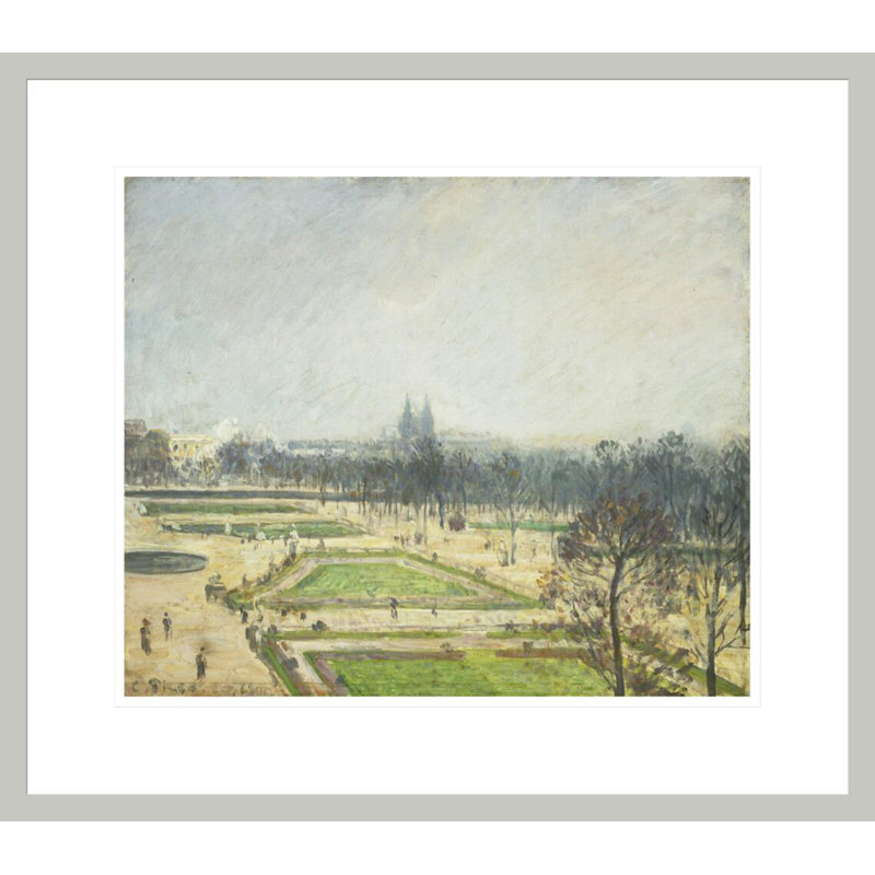 «The Tuileries Ponds Mist» par Camille Pissarro, impression giclée sur cadre, 17.75" H x 20.21" W