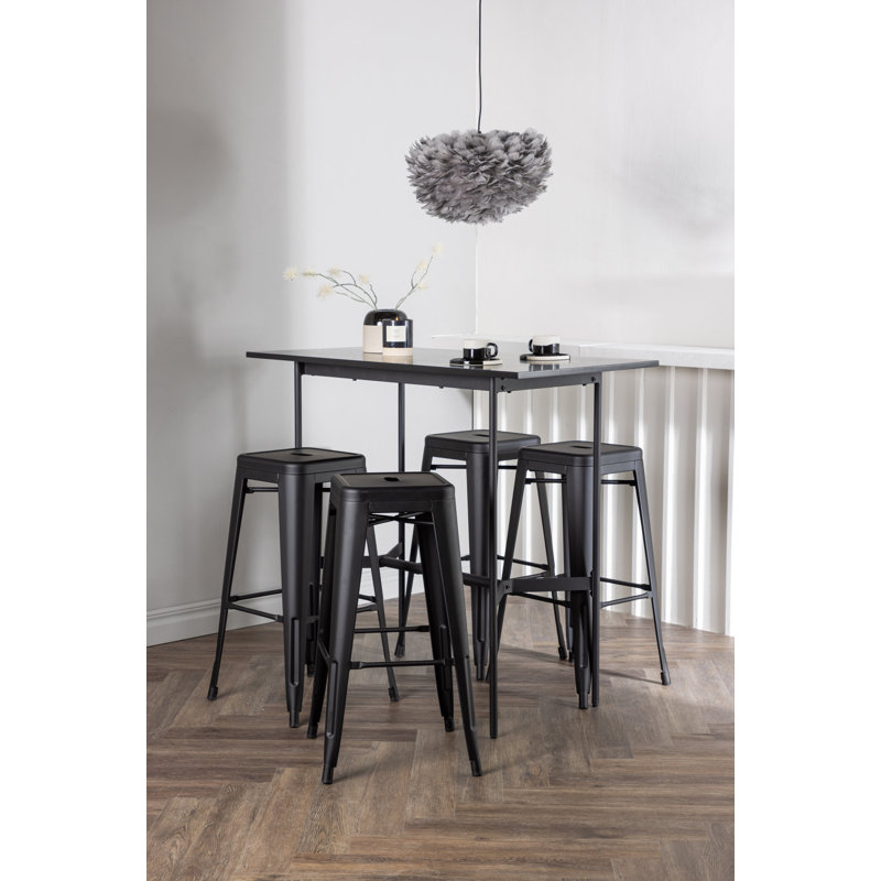 Alicyn 4 - Person Dining Set, Black, Black