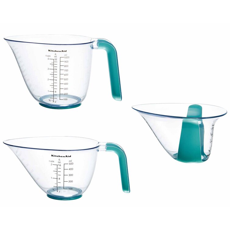 Set Of 4 KitchenAid Teal Blue Measuring Cups Dishwasher Safe
