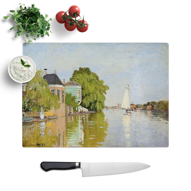 Houses on the Achterzaan by Claude Monet Chopping Board, 0.4cm H x 28.5cm W x 39cm L