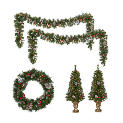 Pre-lit 5 Piece Frosted Berry Assortment