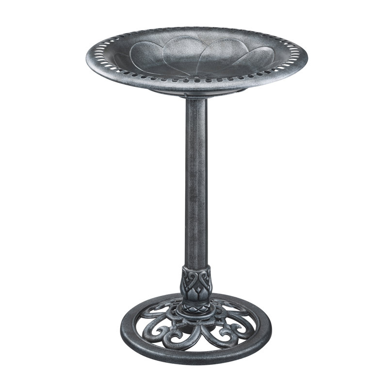 Carville Resin Tiered Birdbath, Pewter