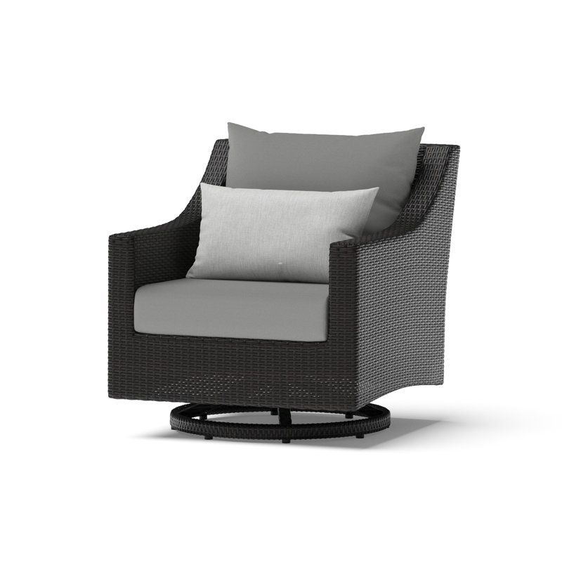 5 PC Deep Seating Club Chair Conversation Set, Charcoal Gray Sunbrella