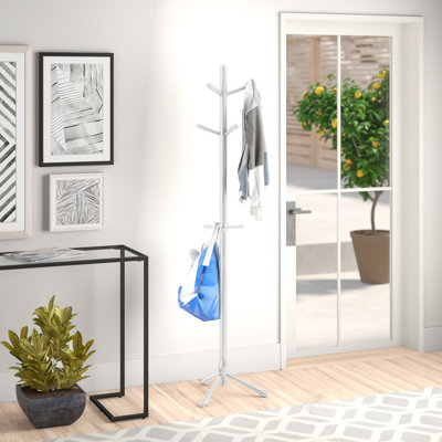 Portemanteau, portemanteau, autoportant, 9 crochets, entrée, H 69 po, chambre à coucher, bois contemporain