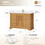 Meuble-lavabo simple 48 po Epworth en brun naturel avec plateau en pierre de quartz blanc soyeux Epworth-1180063559